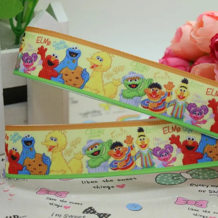 7/8\'\' elmo mia cartoon printed grosgrain ribbon hairbow headwear party decoration diy wholesale OEM 22mm D322