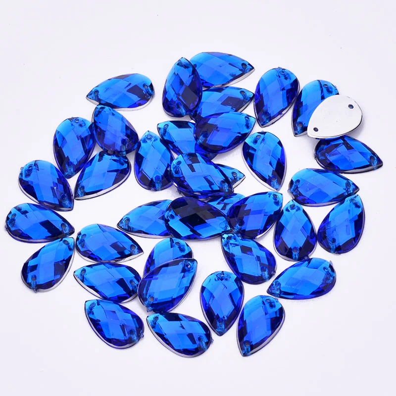 JUNAO 1000pcs 8*13mm Sew On Colorful Drops Rhinestone Applique Flatback Acrylic Strass Diamond Sewing Crystal Stone DIY Crafts