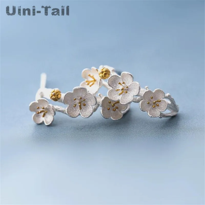 Uini-Tail classic hot 925 Tibetan silver romantic cherry small fresh temperament earrings fashion high quality jewelry  ED156