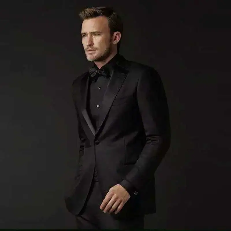 

Vintage Black Men Suits for Wedding Costume Homme Best Man Blazer Slim Fit Terno Masculino 2Piece Coat Pants Bridegroom Suits