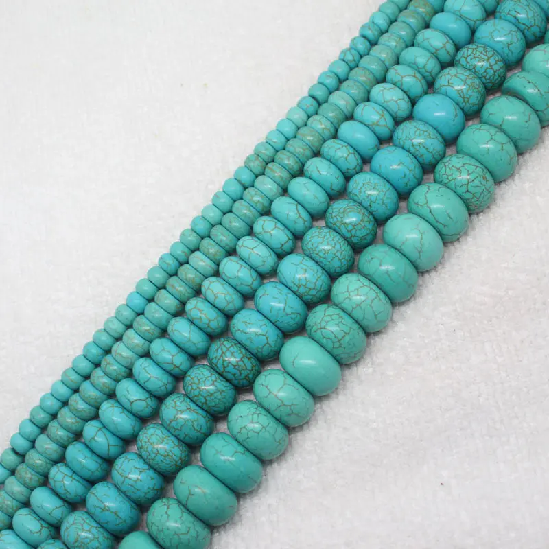 Mini. Order is $7! 4x6-9x15mm Blue Turquoises abacus bead stone Rondelle DIY Jewelry Making loose beads 15