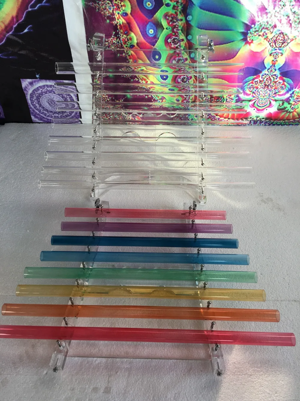 

colorful crystal harp + clear crystal harp with Aluminum alloy box in 440HZ or 432HZ perfect CDEFGAGC note for Sound therapy