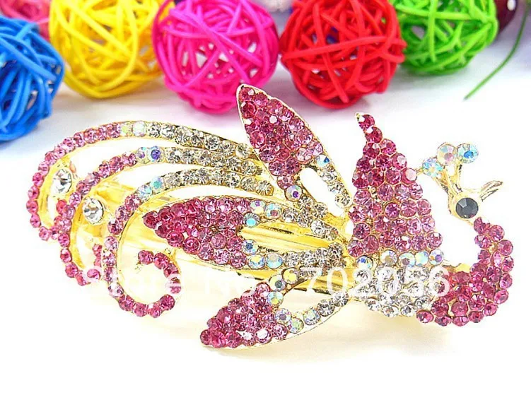 peacock Hair Clips Barrettes Rhinestone hair clip clasps clamps gift 20pcs/lot #2019