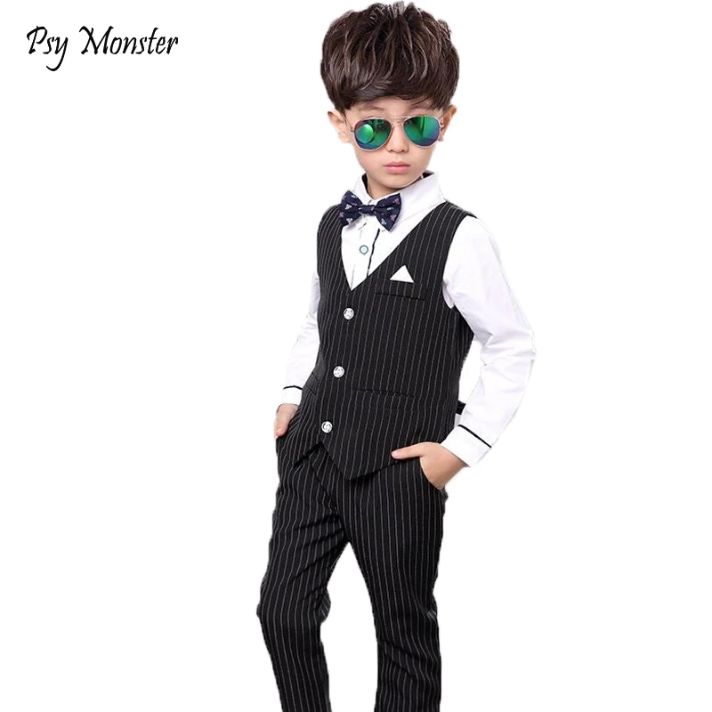 Japanese Suits for Weddings Boys Vest +Pants 2pcs Flower Boys Formal Tuxedo Kids Dress Shirt Gentleman Party Clothing Sets C4