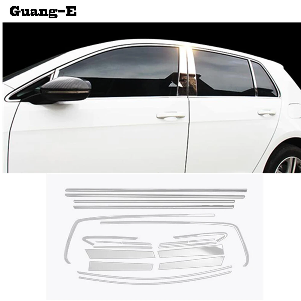 For VW Volkswagen Golf7 Golf 7 2014 2015 2016  2017 2018 Stainless Steel Glass Window Stick Lamp Pillar Middle Column Strip Trim