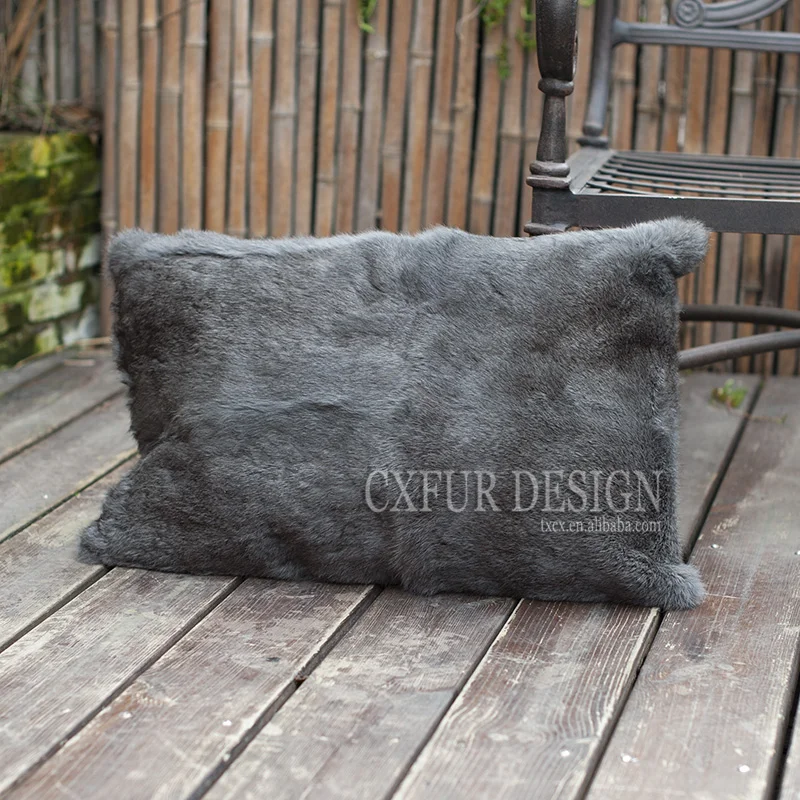 

Free Shipping CX-D-68 40X60cm Natural Color European Genuine Wholeskin Rabbit Fur Pillows Fur Cushion