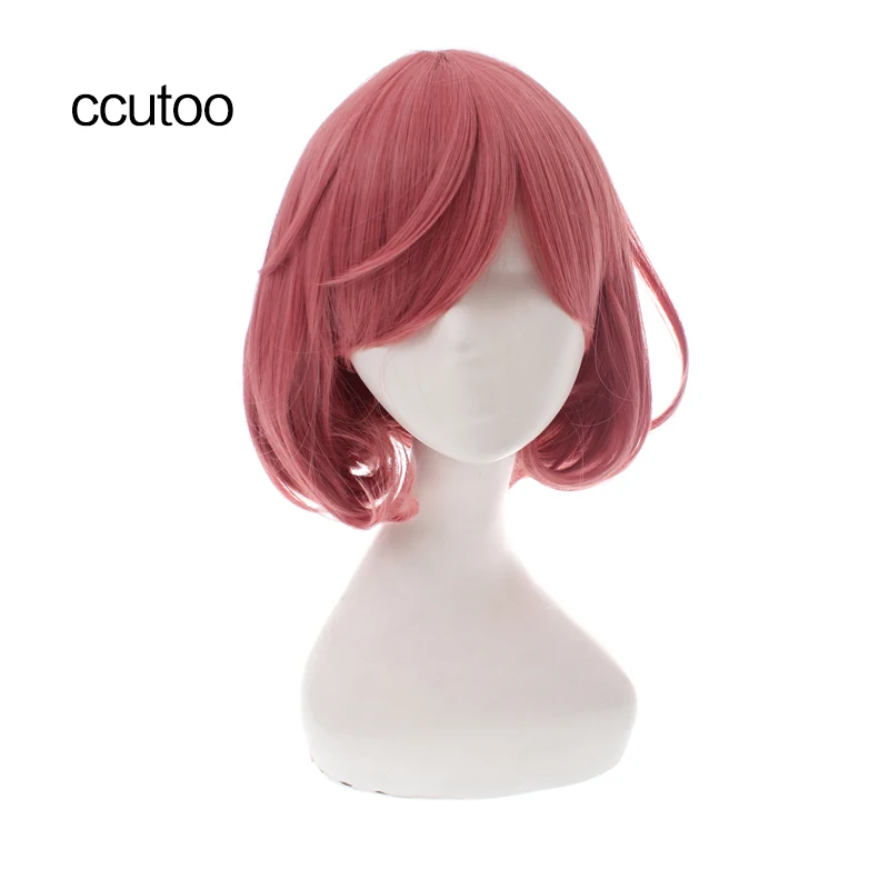 Ccutoo-Peluca de cabello sintético para mujer, cabellera artificial corto de 14 "con textura de pera, color rosa, resistente al calor, para fiesta de disfraces, Ebisu Kofuku