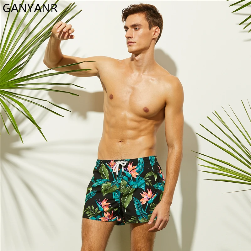 GANYANR Mens Nuoto Shorts Costumi Da Bagno di Società di Nuoto Shorts Spiaggia Bermuda Da Surf Wear Boxer quick dry Costumi Da Bagno Costumi da