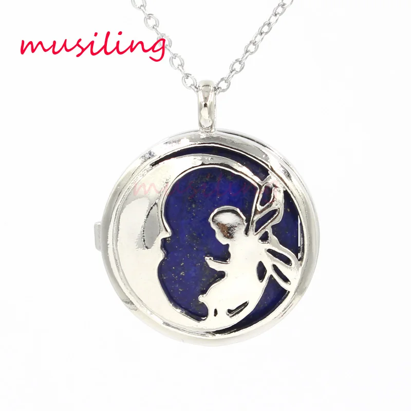 

Fairy Butterfly Locket Pendants Pendulum Natural Stone Lapis Lazuli Crystal etc Silver Plated Reiki Jewelry for Women 10Pcs