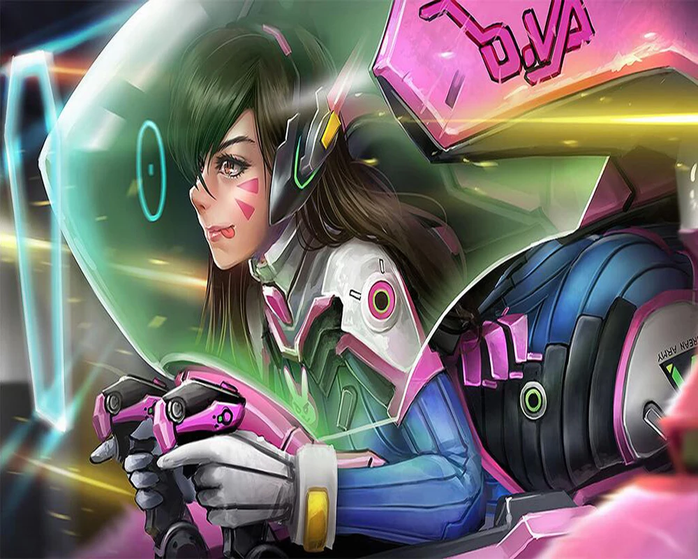 Decorative wallpaper Overwatch D.VA background wall painting