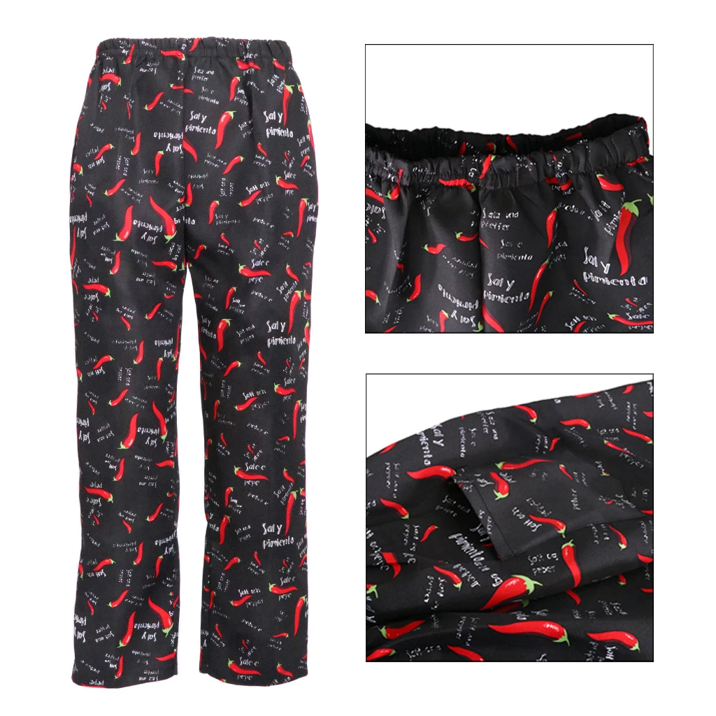 1 Pcs Baggy Chef Broek Prints Uniform Losse Broek Verstelbare Trekkoord Sluiting Keuken Werk Broek