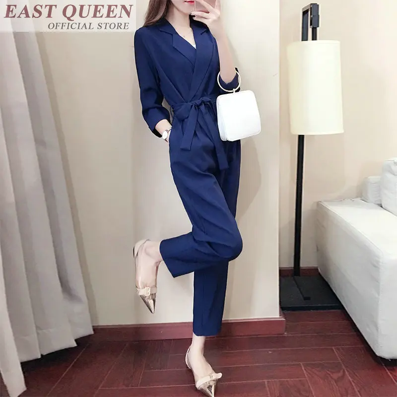 Jumpsuits ผู้หญิงข้อเท้าความยาวกางเกง sashes ธุรกิจ overalls สำหรับผู้หญิง elegant casual office lady jumpsuit DD630 L