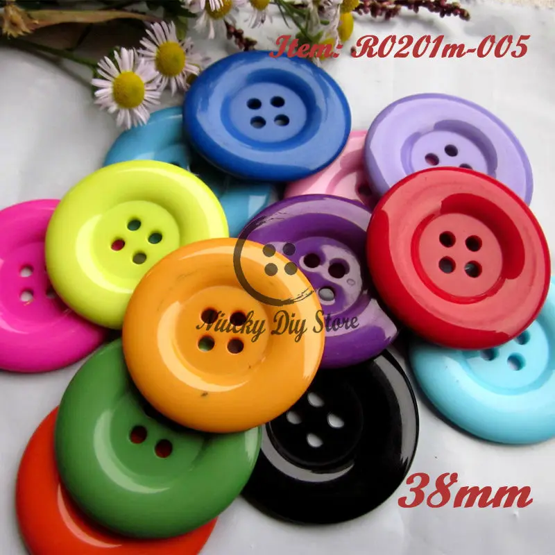 50pcs 38mm 4 holes Colorful resin coat buttons large fashion buttons clothing accessories diy sewing craft accessories