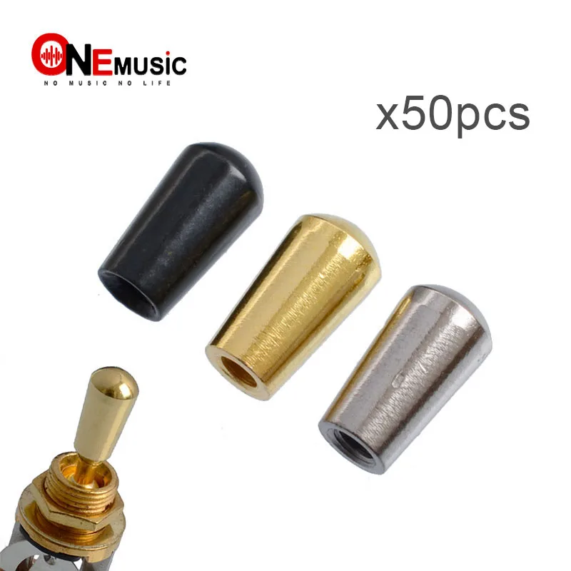 

50Pcs Pcs Internal thread 3.5mm metal Electric Guitar Toggle Switches Knobs Tip Cap Buttons - Chrome - Gun color - Gold