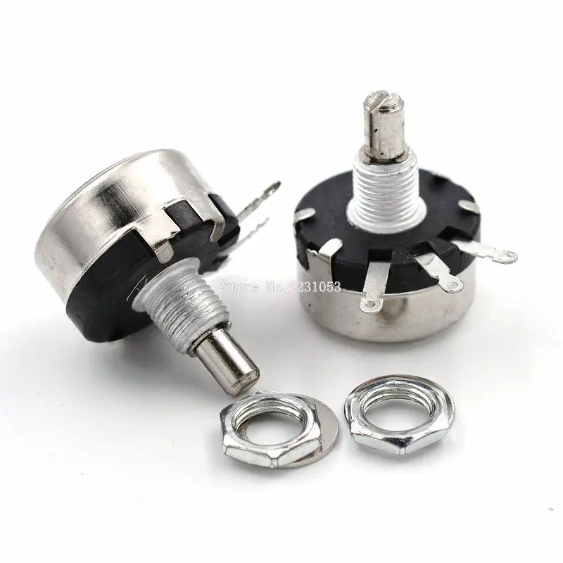 1PCS WX110 WX010 560R 560 ohm 3 Soldering Terminal 6mm Round Metal Shaft Single Turn Wire Wound Potentiometer Knob Switch