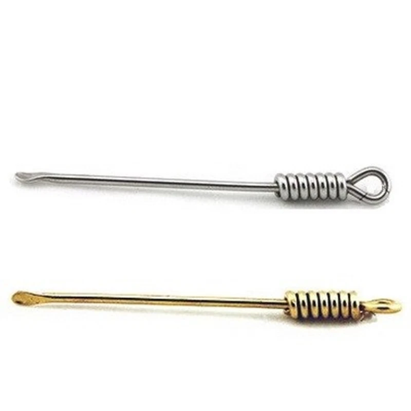 EDC Portable Stainless Steel Silver Earpick Wax Remover Curette Cleaner Health Care Tools Ear Pick 3 Kind of Brass Handle Design