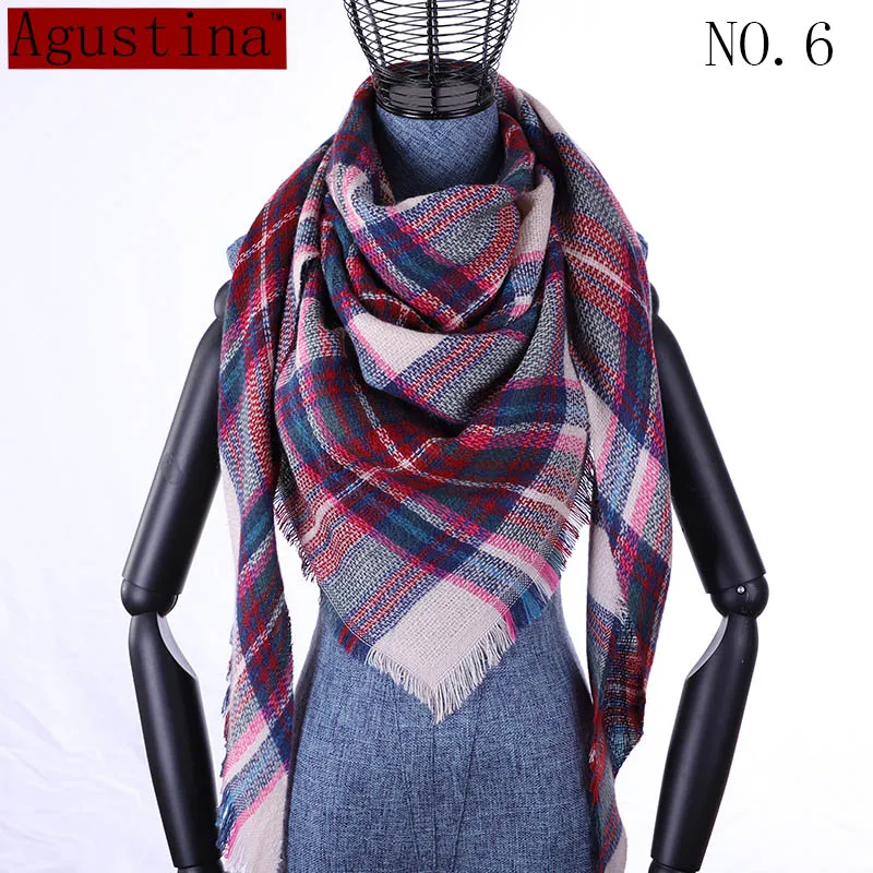 women Plaid scarf winter cashmere tartans scarf shawl poncho triangle scarfs luxury capes pashmina ladies scarves womens shaws