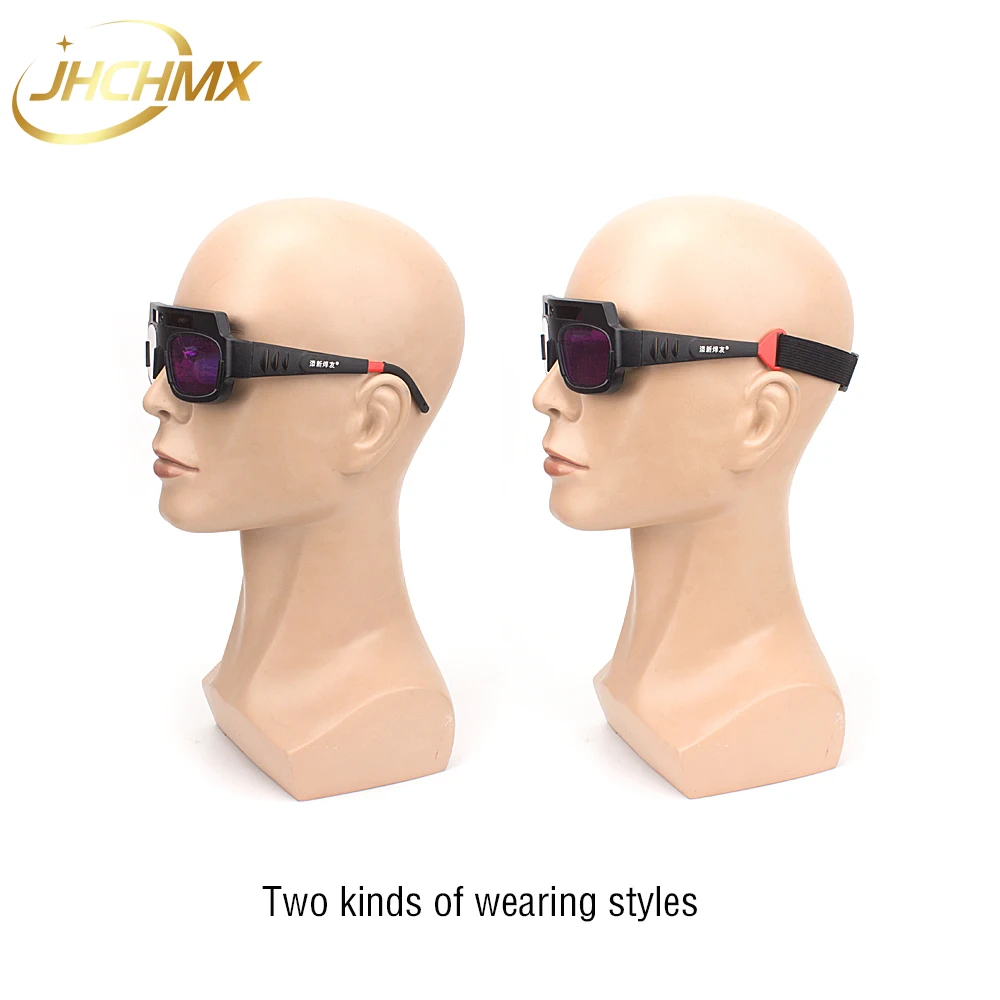 JHCHMX Solar Auto Darkening Welding Goggles เครื่องเชื่อมแว่นตา Arc PC เลนส์เชื่อมแว่นตาป้องกัน