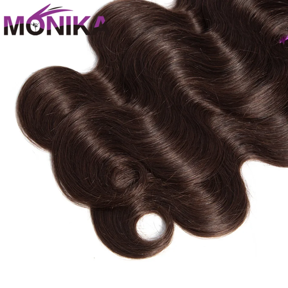 Mèches Body Wave brésiliennes non-remy – Monika Hair, cheveux naturels, extensions de cheveux, colorées, brun #4 #2, 8-26 pouces