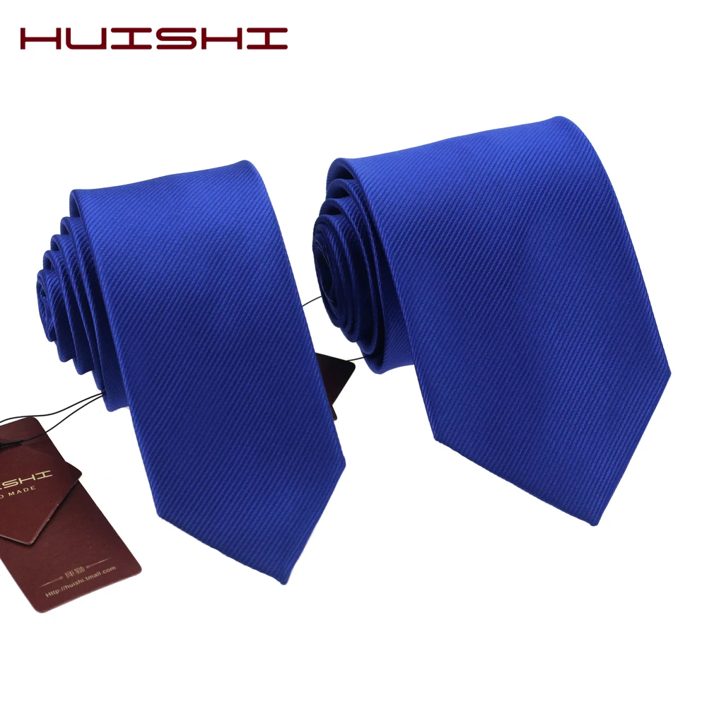 HUISHI Fashion Royal Blue Neck Mens Tie For Men Jacquard Plaid Stripe Plain 6cm Width And Normal 8cm Solid color Neckties