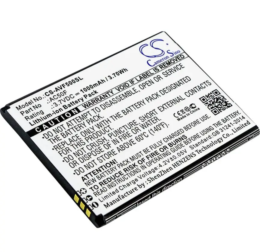 Cameron Sino 1000mah battery for ARCHOS 50F NEON AC50F AC50FNEV batteries