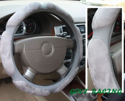 grey Steering wheel cover with suede car steering leather cover coprivolante in pelle  for passat b5 car styling  skoda octavia