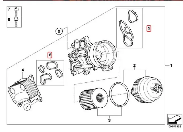 1 SET Oil Filter Housing Gaskets Set for Mini Cooper 2007-2015 11428643758