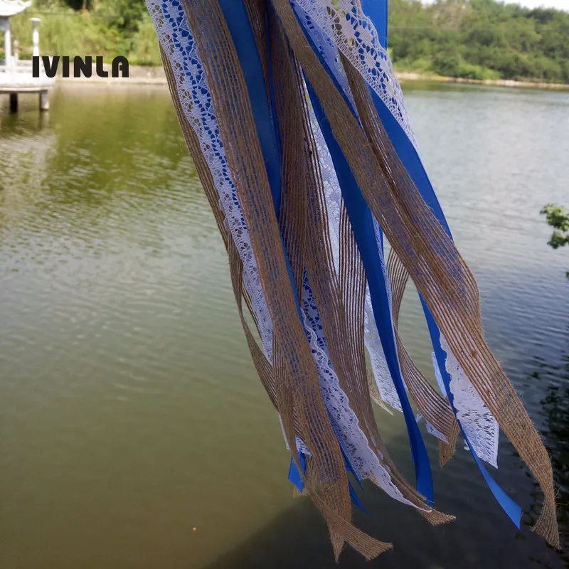 Imagem -03 - Novas Varinhas de Casamento de Juta Azul com Sino de Ouro para Decoração de Casamento