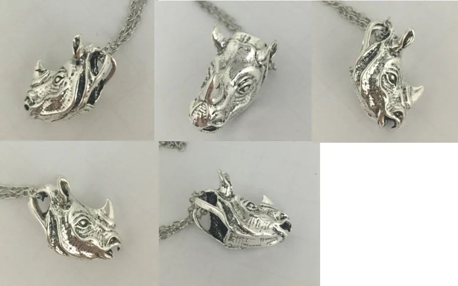 Rhinoceros Head Necklace Africa Rhinos Animal Skull Pendant Fashion Hot Charm Punk Jewelry