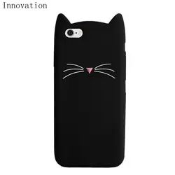 For iPhone 5S SE2016 Case Cute Cartoon Cat Ears Case 3D Silicone Soft Back Cover Black Pink Phone Shell Funda For iPhone 5 S 5SE