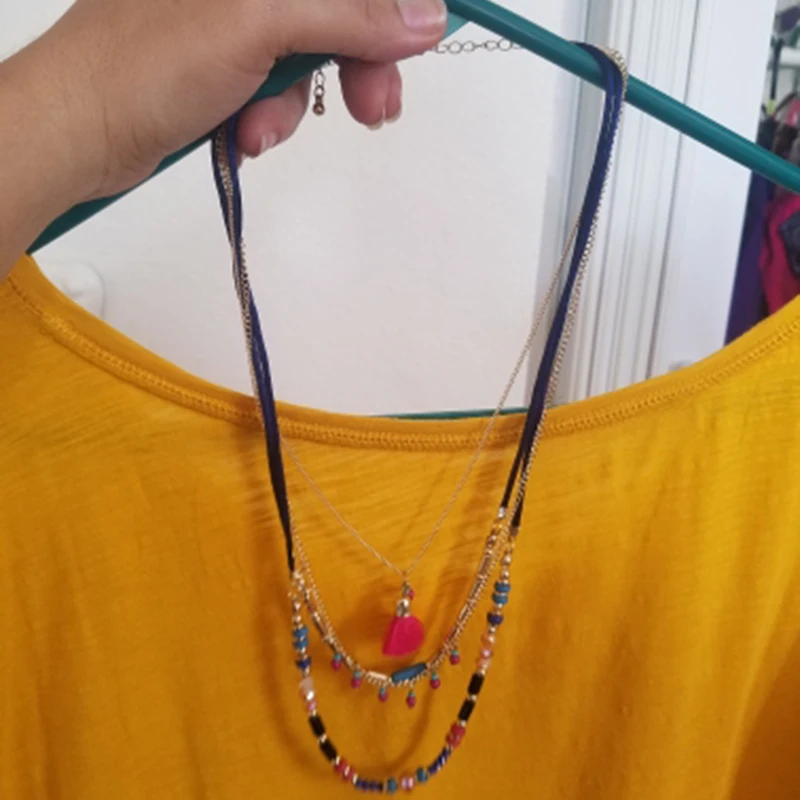 Bohemian Multi Color Layers Necklaces Colorful Beads Tassel Maxi Long Ethnic Chain Jewelry Statement Necklace For Women Collar
