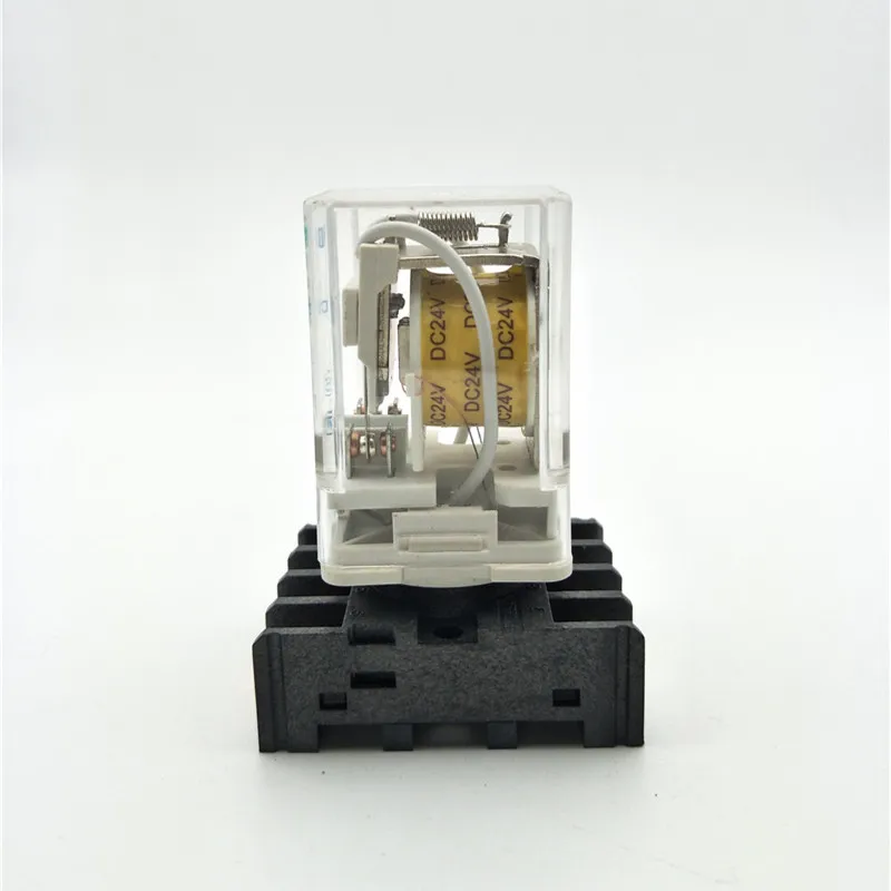 JTX-2C 8 Round Pin with Socket DPDT DIN Rail 10A Electromagnetic Relay DC 24V Coils Free Shipping