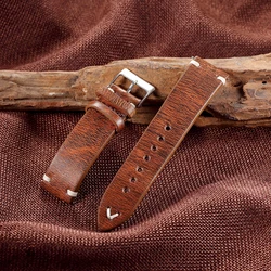 Handmade Calfskin Strap 18mm 20mm 22mm 24mm Vintage Stitching Wristband First Layer Cowhide Bracelet Watchband Watch Accessorise