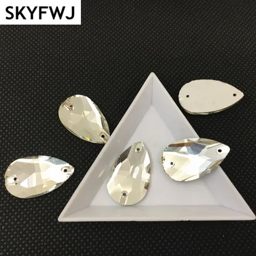 Crystal Clear Teardrop Sew on Rehinestones Droplet Sewing Glass Crystals 7x12mm 11x18mm 13x22mm 16x25mm 17x28mm 22x38mm 10x14mm