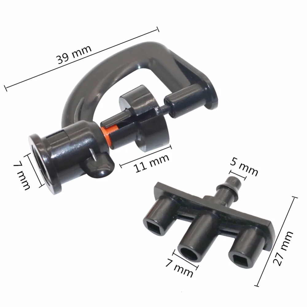 100 szt. Zraszacz wody zraszacz ogrodowy z mikrodyszą obracającą system chłodzenia mgłą dysza rozpylająca powietrze kaliber 1.6mm