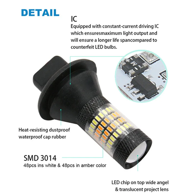 DRL p21w py21w T20 7440 96LED Bau15s ba15s 1156 Canbus DRL ходовые светильник ни s и указатель поворота двухрежисветодиодный ный DRL светодиодный