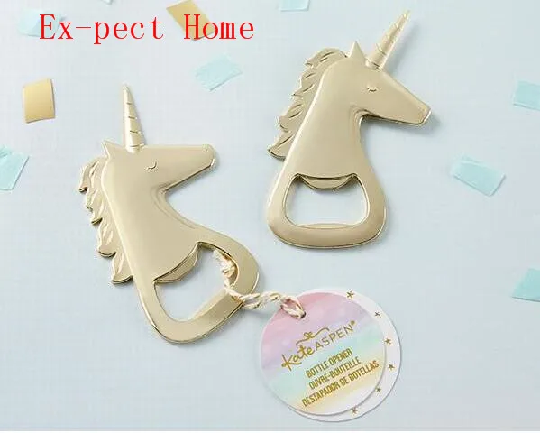 

200 pcs/lot Golden Unicorn Bottle Opener Wedding Gifts Party Favors Birthday Event Giveaways Anniversary Wedding Favor Gift