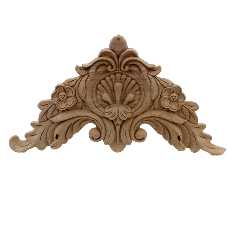 VZLX Vintage Floral Carved Corner Wall Door Cabinet Furniture Decorative Figurines Wood Appliques Home Decor Decoration Maison