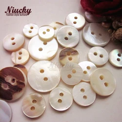 9mm-13mm 2 Holes Cheap White With Skin Mother of Pearl Shell Buttons for Craft Clothing Sewing S0101-039#9 13