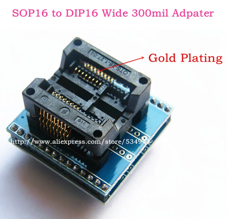 SOP16 to DIP16 Adapter Socket Wide 300mil   / SOIC16 -DIP16  Socket sop16 to dip16 ic programmer adapter