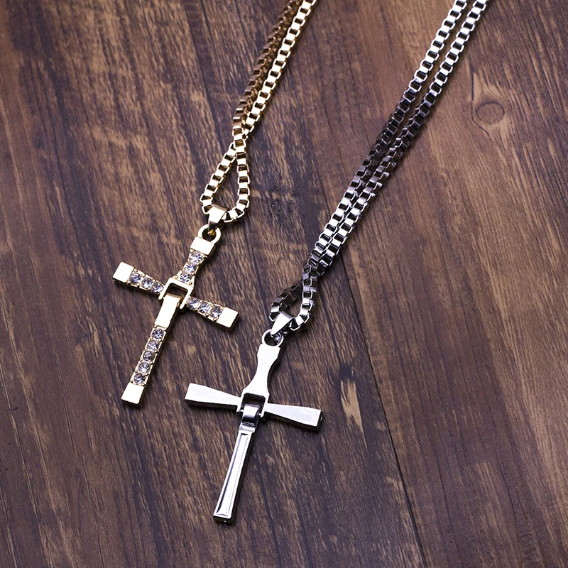 Movie jewelry The Fast and The Furious Toretto Men Classic CROSS Pendant Necklace New Male Necklaces & Pendants Fashion