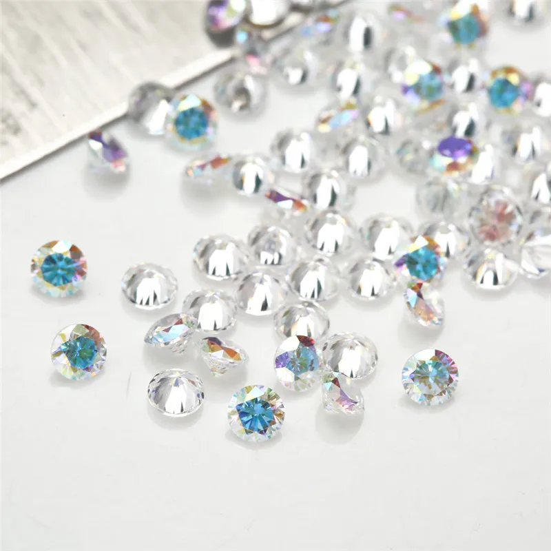 Size 1mm~10mm Multicolor Cubic Zirconia Stone Loose Round Shape Plating AB Color CZ Synthetic Gems Zircon