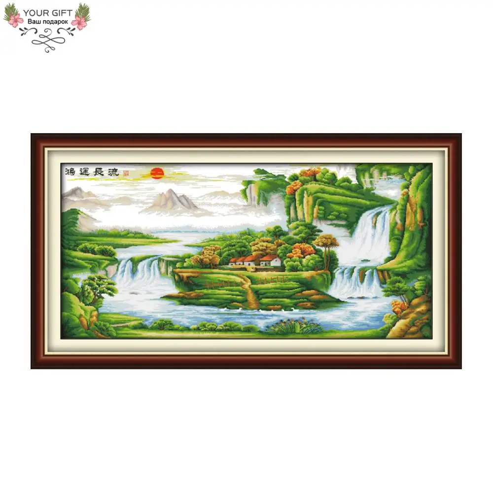 Joy Sunday-Chinese Fengshui Landscape F100 Counted Stamped Embroidery Cross Stitch Kit, Good Luck Always