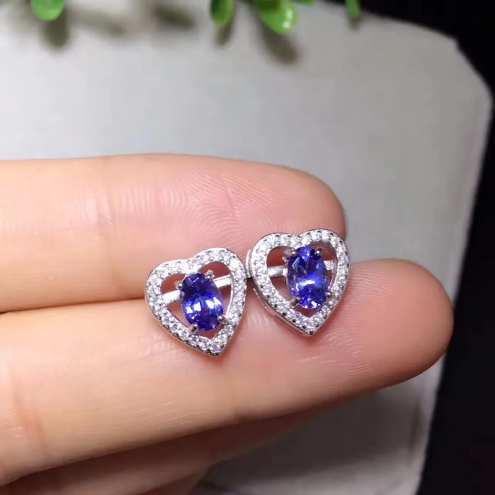 

Natural tanzanite earrings wholesale, beautiful colors, natural gemstones, 925 silver classic style,