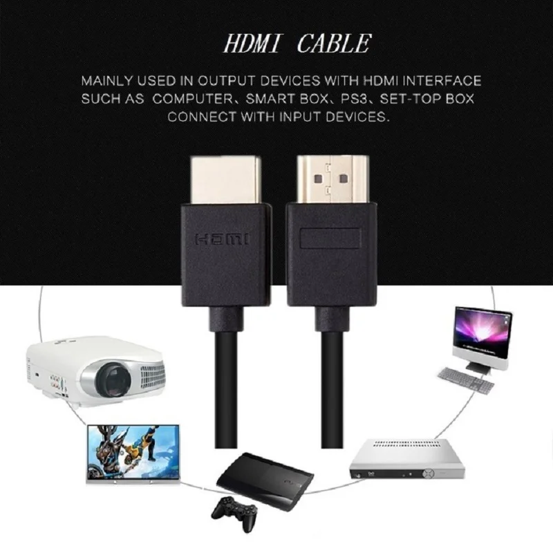 0.3M 1M 1.5M 2M 3M 5M 10M 15M 20M High speed Gold Plated Plug Male-Male HDMITV Cable 1.4 Version 1080p 3D for HDTV XBOX PS3