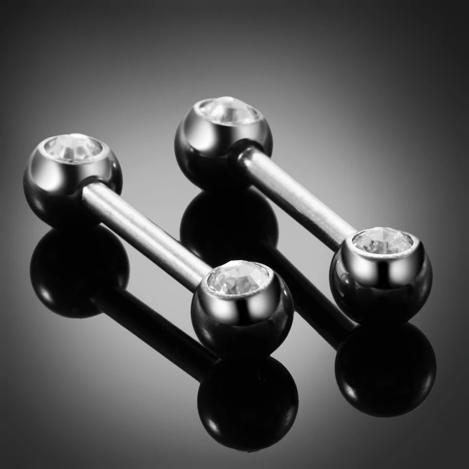 2Pcs ASTM F136 Titanium Piercing Nipple Ring 14G Internally Thread Crystal Tongue Barbell Rings Helix Ear Piercing Sexy Jewelry image 5