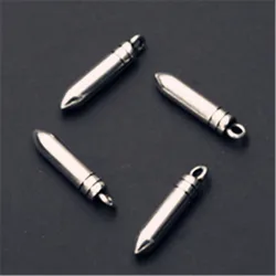 10pcs Silver Color 3D Mini Bullet Pendant Earring Bracelet Metal Accessories DIY Charms For Jewelry Carfts Making 23*10mm A608