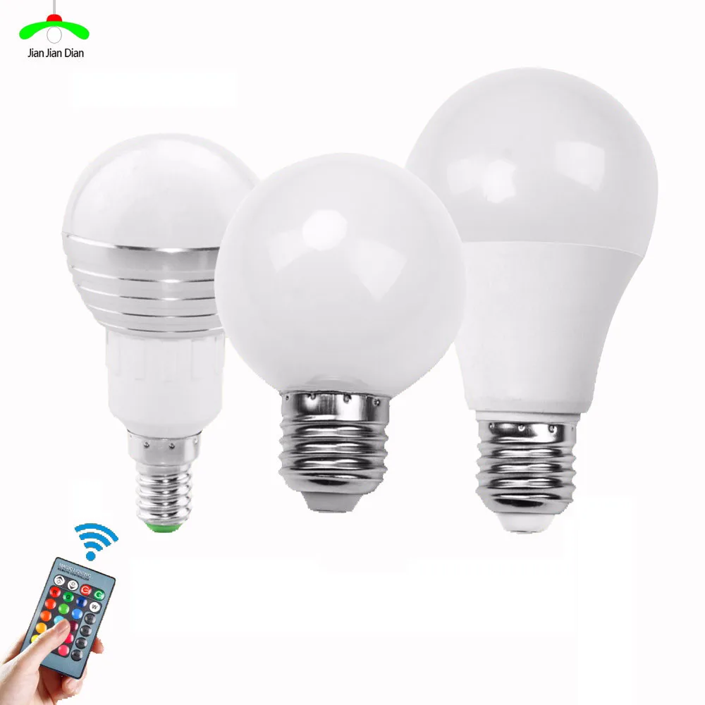 

E27 E14 RGB LED Bulb Lamp 3W 5W 10W Color Magic Spot Light Remote Control Dimmable Holiday LED Night Light 110V 220V