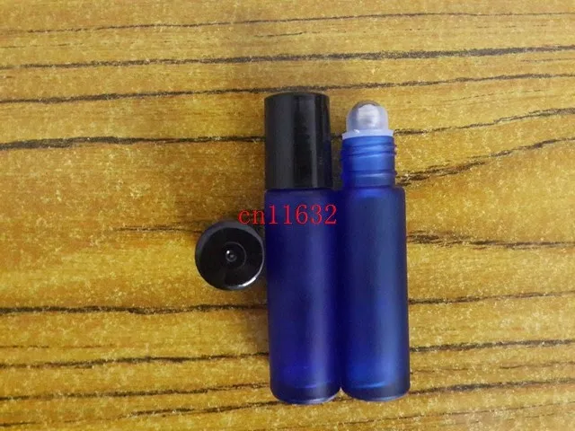 

600pcs/lot Free Shipping 10ML 1/3oz ROLL ON GLASS BOTTLES Blue ESSENTIAL OIL Perfume Metal Roller ball Aromatherapy Bottle