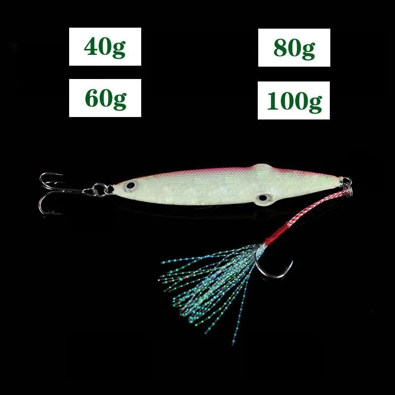 2 teile/paket 40g 60g 80g 100g luminous Jig köder tintenfisch form glowing pesca blei fisch meer blei köder harten metall köder eisen tintenfisch jigs